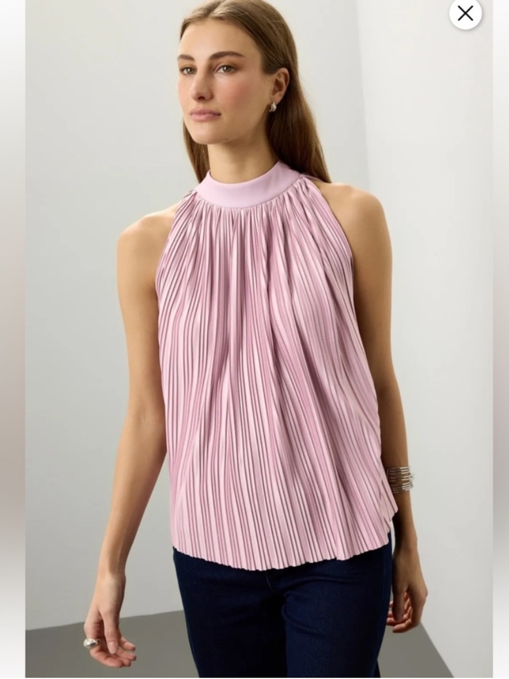 Atlein Mauve Plisse Top, Size: 6